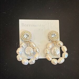 Southern Living Gold and Pearl Hoop Earrings